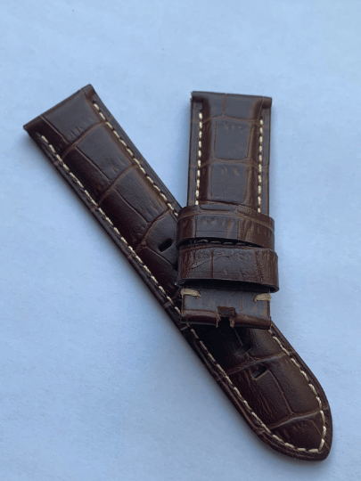 Premium Quality Brown Distressed Assolutamente Leather Watch Strap Band for Panerai PAM 22mm without